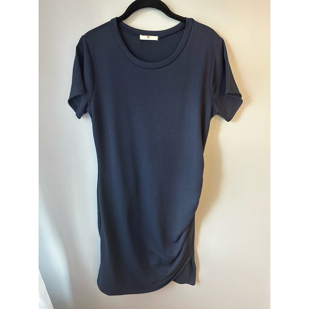 Axis Navy Ruched Short Sleeve Dress